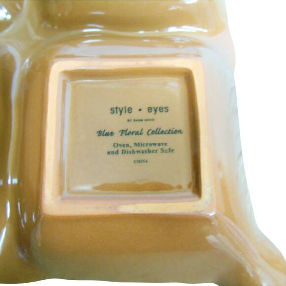 Baum Bros Divided Serving Tray 12.5" Dish Blue Floral Collection Platter Tuscan - Picture 5 of 7